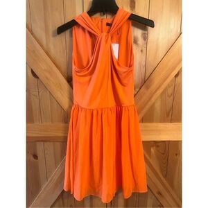 French Connection ￼PANTHEA HALTER DRESS IN SUNSHINE ORANGE Size 6 Nwt (1326)